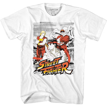 STREET FIGHTER GRAINY BACKGROUND S T-Shirt in White