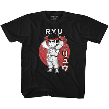 STREET FIGHTER CHIBI RYU YOUTH XS 5 6 T-Shirt in Black