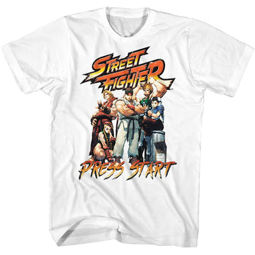 STREET FIGHTER PRESS START S T-Shirt in White