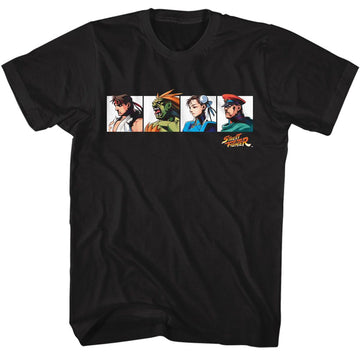 STREET FIGHTER FOUR CHARACTERS CHEST HIT S T-Shirt in Black