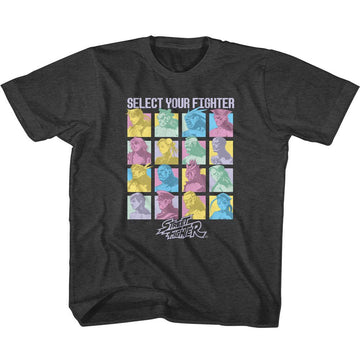 STREET FIGHTER SELECT YOUR FIGHTER YOUTH XS 5 6 T-Shirt in Vintage Smoke
