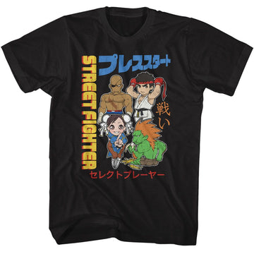 STREET FIGHTER CHIBI WITH KANJI S T-Shirt in Black