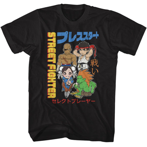 STREET FIGHTER CHIBI WITH KANJI S T-Shirt in Black