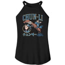 STREET FIGHTER CHUN LI VARSITY LADIES SLEEVELESS ROCKER T-Shirt in Black