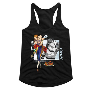 STREET FIGHTER VEGA LADIES SLIMFIT RACERBACK S T-Shirt in Black