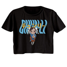 STREET FIGHTER CHUN LI WARPED TEXT LADIES FESTIVAL CALI S T-Shirt in Black