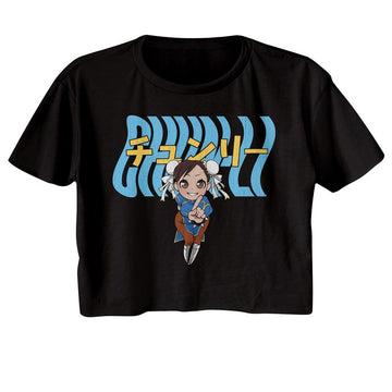 STREET FIGHTER CHUN LI WARPED TEXT LADIES FESTIVAL CALI S T-Shirt in Black