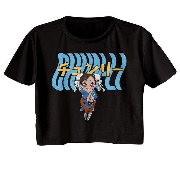 STREET FIGHTER CHUN LI WARPED TEXT LADIES FESTIVAL CALI S T-Shirt in Black