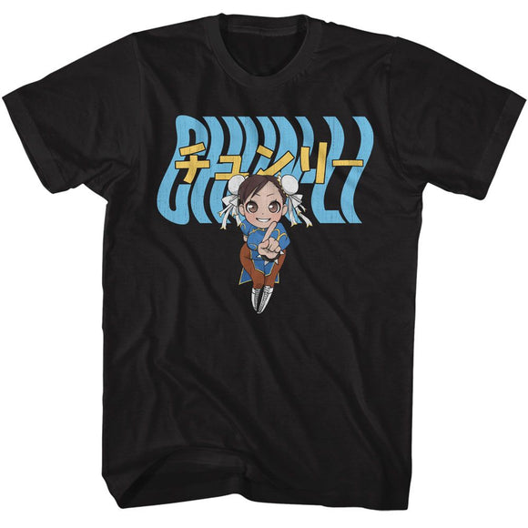 STREET FIGHTER CHUN LI WARPED TEXT S T-Shirt in Black