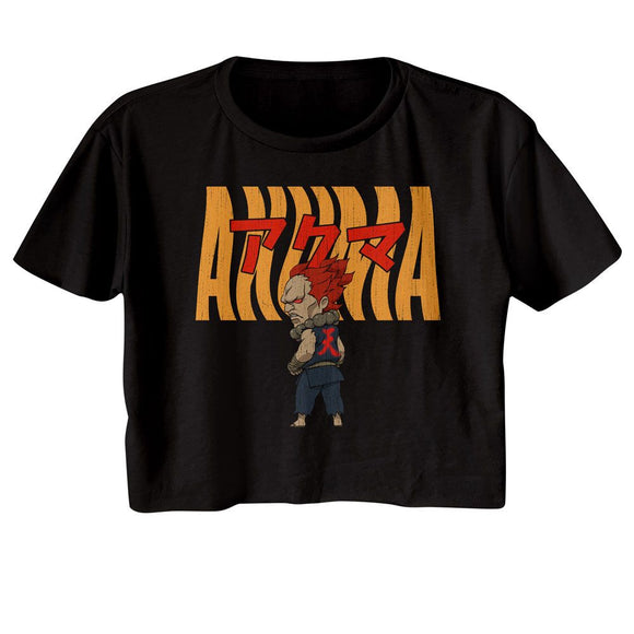 STREET FIGHTER AKUMA WARPED TEXT LADIES FESTIVAL CALI S T-Shirt in Black