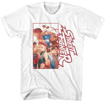 STREET FIGHTER MULTI CHARACTER RECTANGLE S T-Shirt in White
