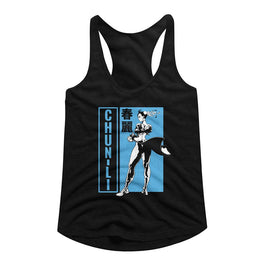 STREET FIGHTER CHUN LI BW CHARACTER POSE LADIES SLIMFIT T-Shirt in Black