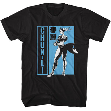 STREET FIGHTER CHUN LI BW CHARACTER POSE S T-Shirt in Black