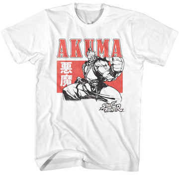 STREET FIGHTER AKUMA CHARACTER BLOCK S T-Shirt in White