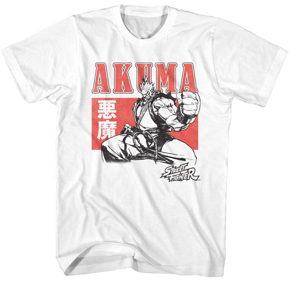 STREET FIGHTER AKUMA CHARACTER BLOCK S T-Shirt in White