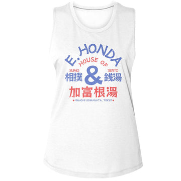 STREET FIGHTER SUMO AND SENTO LADIES MUSCLE TANK S T-Shirt in White