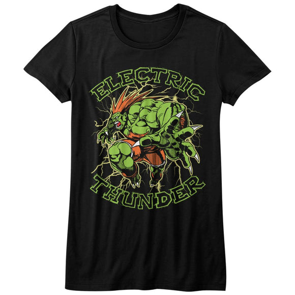 STREET FIGHTER ELECTRIC THUNDER LADIES S T-Shirt in Black