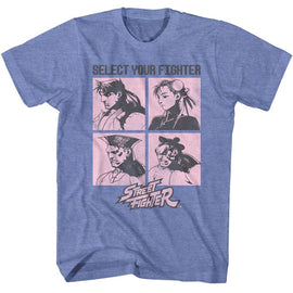 STREET FIGHTER SELECT YOUR FIGHTER S T-Shirt in Light BLUE Heather