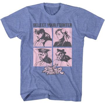 STREET FIGHTER SELECT YOUR FIGHTER S T-Shirt in Light BLUE Heather