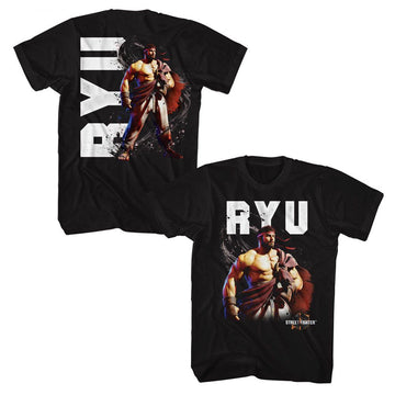 STREET FIGHTER RYU CHARACTER ***F&B*** S T-Shirt in Black
