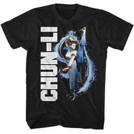 STREET FIGHTER CHUN LI SPLATTER KICK S T-Shirt in Black