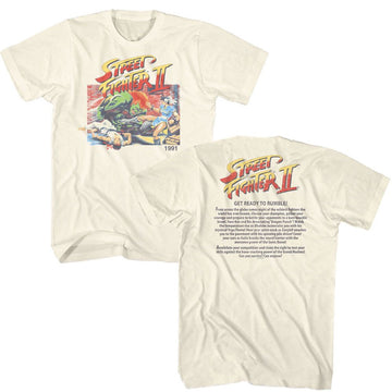 STREET FIGHTER READY TO RUMBLE FRONT AND BACK ***F&B*** S T-Shirt in Natural