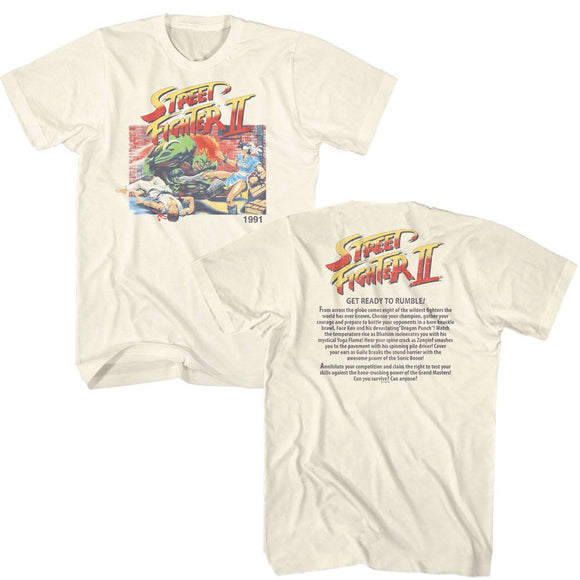 STREET FIGHTER READY TO RUMBLE FRONT AND BACK ***F&B*** S T-Shirt in Natural