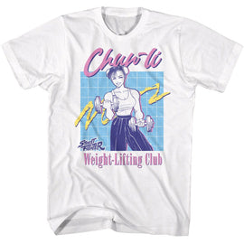 STREET FIGHTER WEIGHT LIFT CHUN LI S T-Shirt in White