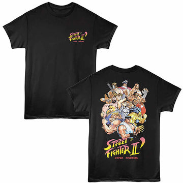 Street Fighter 2 Group Black Adult T-Shirt