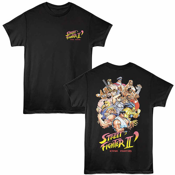 Street Fighter 2 Group Black Adult T-Shirt