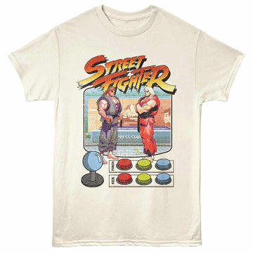 Street Fighter Game Buttons Natural Adult T-Shirt