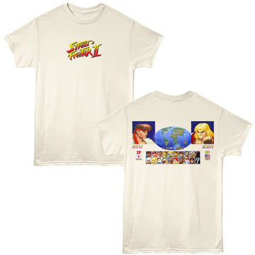Street Fighter Sfii Player Select Natural Adult T-Shirt