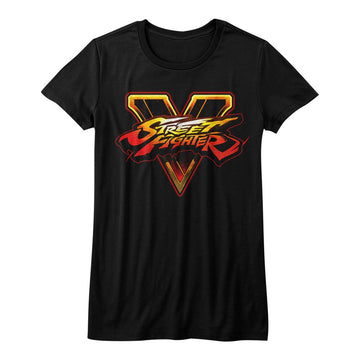 STREET FIGHTER SFV LOGO LADIES S T-Shirt in Black