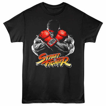 Street Fighter Ryu Logo Black Adult T-Shirt