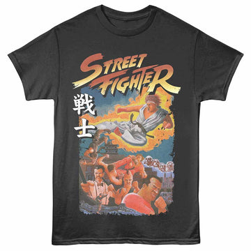 Street Fighter Vintage Collage Smoke Adult T-Shirt