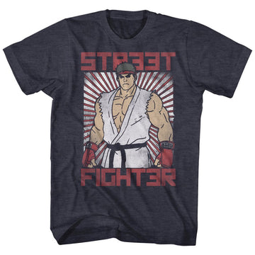 STREET FIGHTER BLOCK PRINT S T-Shirt in NAVY Heather