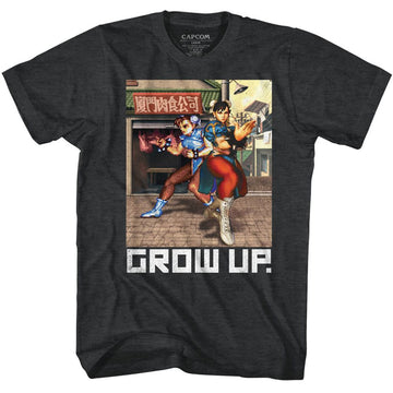 STREET FIGHTER GROW UP S T-Shirt in Black Heather