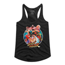 STREET FIGHTER GROUP CIRCLE LADIES SLIMFIT RACERBACK S T-Shirt in Black