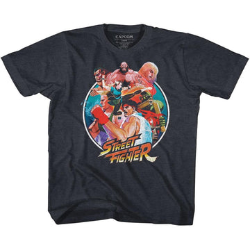 STREET FIGHTER GROUP CIRCLE TODDLER 2T T-Shirt in Vintage NAVY