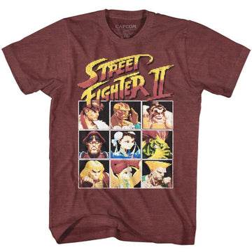 STREET FIGHTER 8BIT S T-Shirt in Vintage Maroon Heather