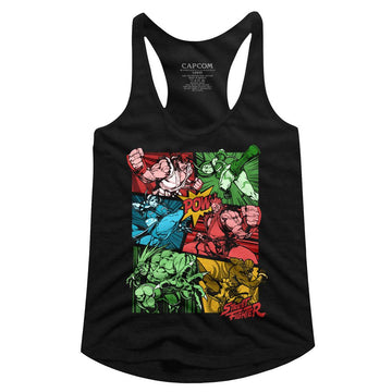 STREET FIGHTER COMIC LADIES SLIMFIT RACERBACK S T-Shirt in Black