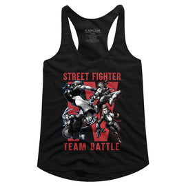 STREET FIGHTER TEAM BATTLE LADIES SLIMFIT RACERBACK S T-Shirt in Black
