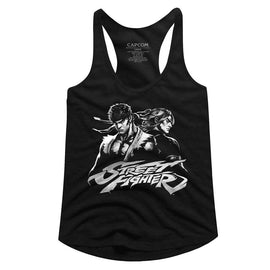 STREET FIGHTER TWO DUDES LADIES SLIMFIT RACERBACK S T-Shirt in Black