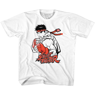 STREET FIGHTER RYU RED YOUTH XS 5 6 T-Shirt in White