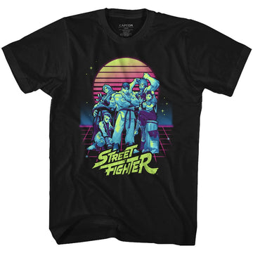 STREET FIGHTER SYNTHWAVE FIGHTER S T-Shirt in Black