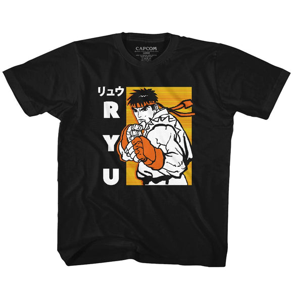 STREET FIGHTER RYU YOUTH XS 5 6 T-Shirt in Black