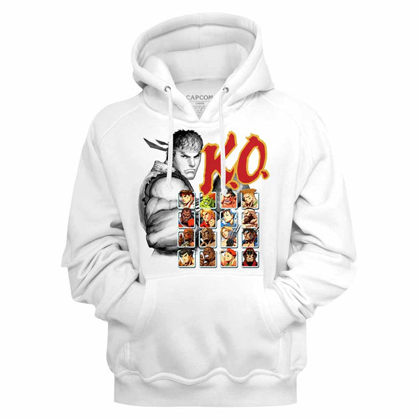 Street Fighter Ko Select White Hooded Sweatshirt