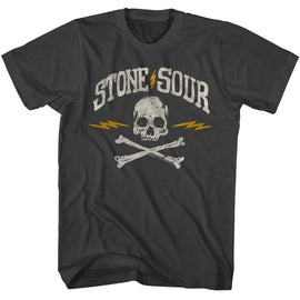 STONE SOUR SKULL AND BONES S T-Shirt in Smoke
