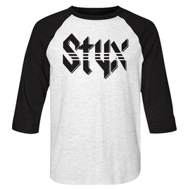 STYX 3/4 SLEEVE S T-Shirt in White Heather/vintage Black