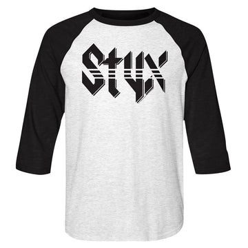 STYX 3/4 SLEEVE S T-Shirt in White Heather/vintage Black